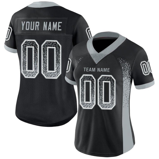 Custom Black Silver-White Mesh Drift Fashion Football Jersey - Sky-Custom