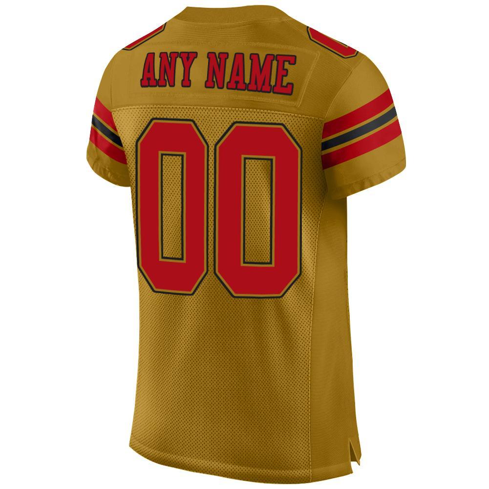Custom Old Gold Red-Black Mesh Authentic Football Jersey - Sky-Custom