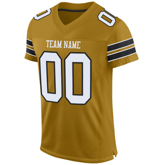 Custom Old Gold White-Black Mesh Authentic Football Jersey - Sky-Custom