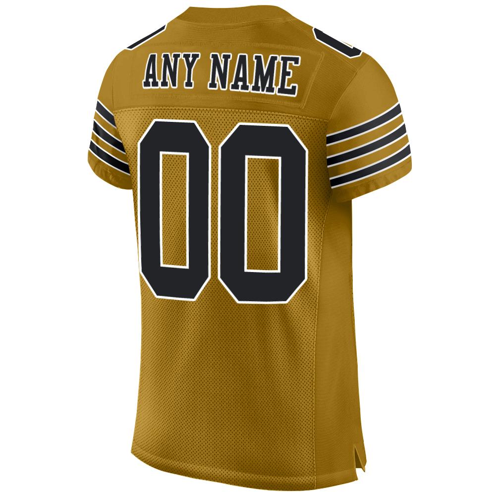 Custom Old Gold Black-White Mesh Authentic Football Jersey - Sky-Custom