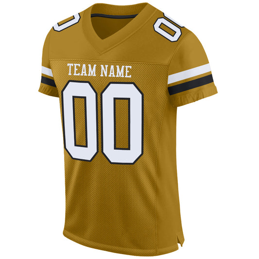 Custom Old Gold White-Black Mesh Authentic Football Jersey - Sky-Custom