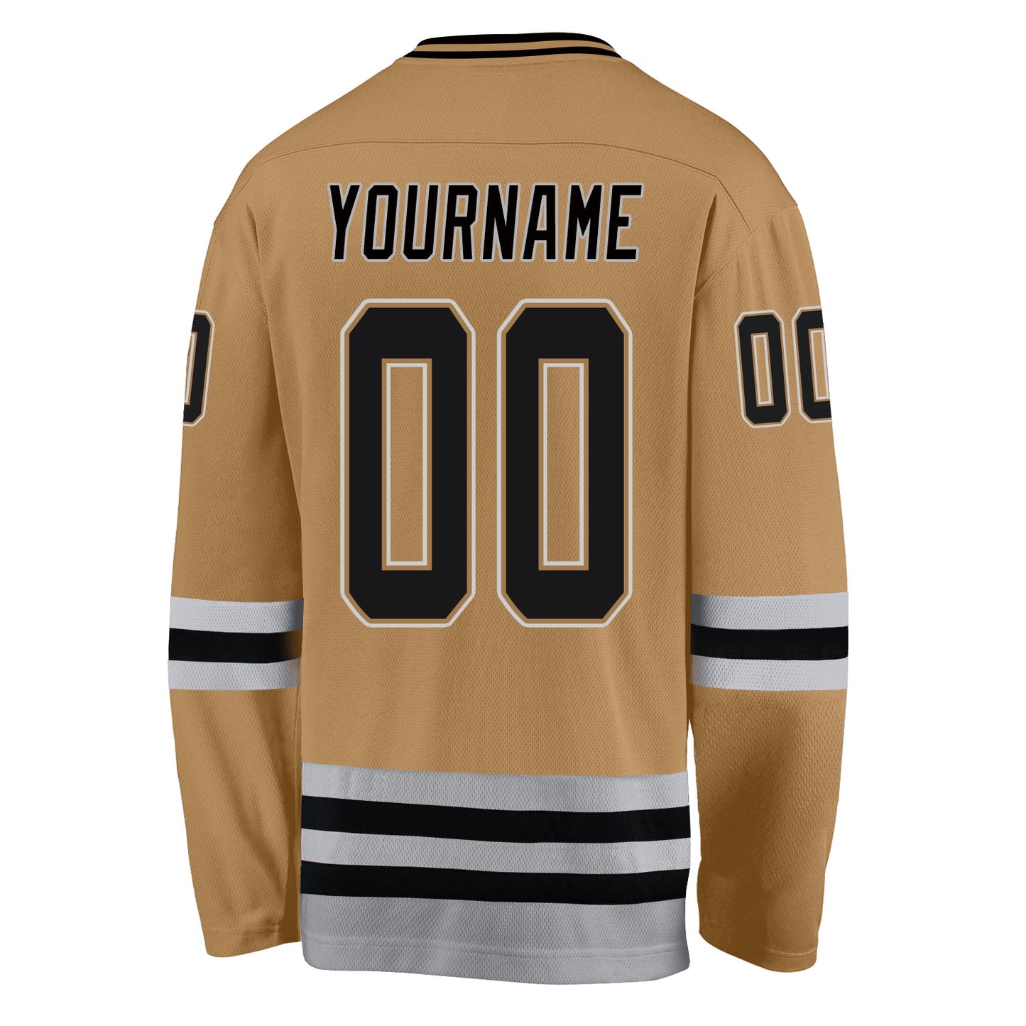 Custom Old Gold Black-Gray Hockey Jersey - Sky-Custom