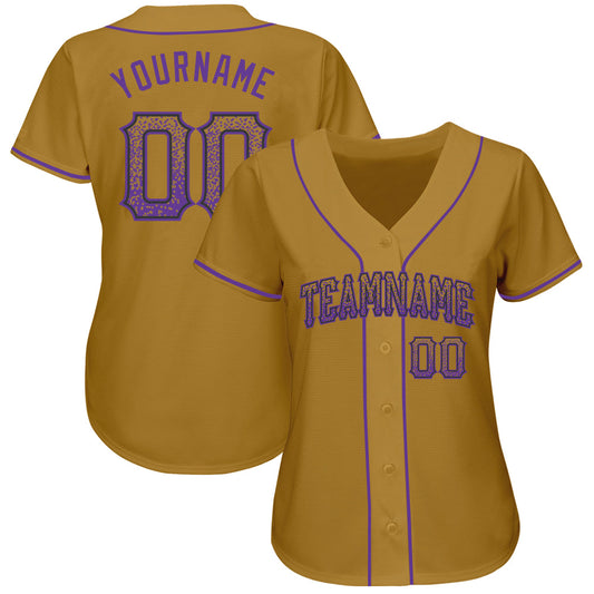 Custom Old Gold Purple-Black Authentic Drift Fashion Baseball Jersey - Sky-Custom