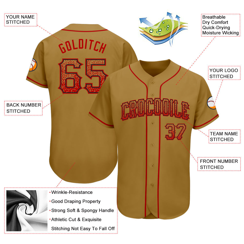Custom Old Gold Red-Black Authentic Drift Fashion Baseball Jersey - Sky-Custom