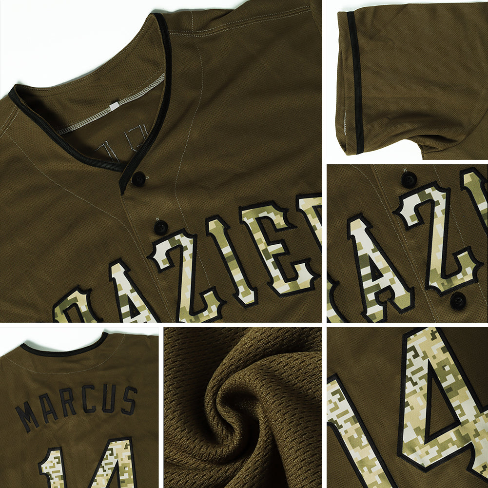 Custom Olive Camo-Black Authentic Salute To Service Baseball Jersey - Sky-Custom