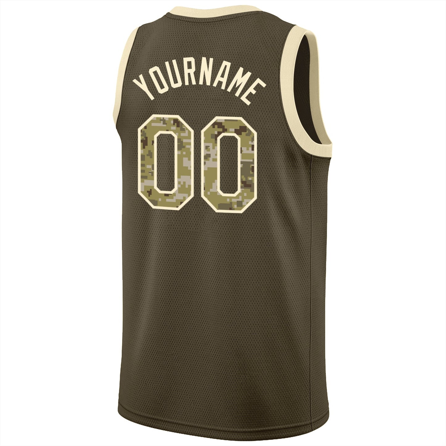 Custom Olive Camo-Cream Round Neck Rib-Knit Salute To Service Basketball Jersey - Sky-Custom