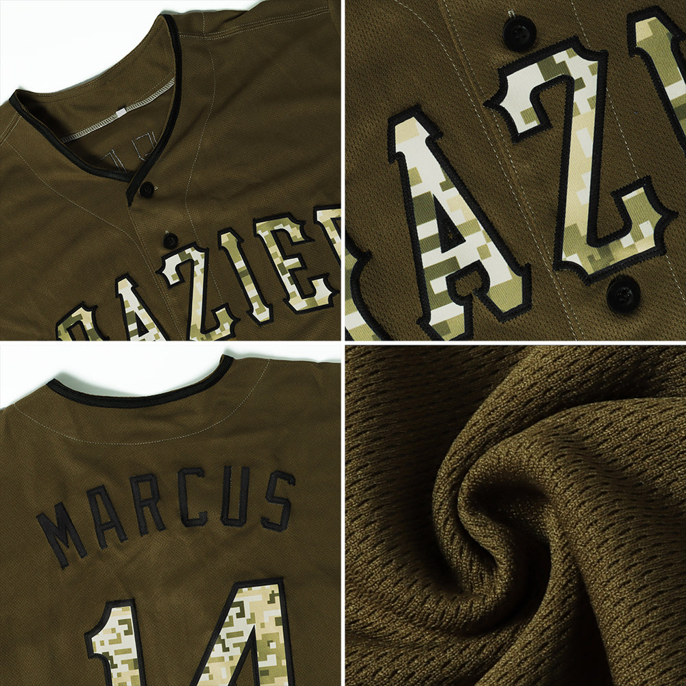 Custom Olive Camo-Black Authentic Salute To Service Baseball Jersey - Sky-Custom