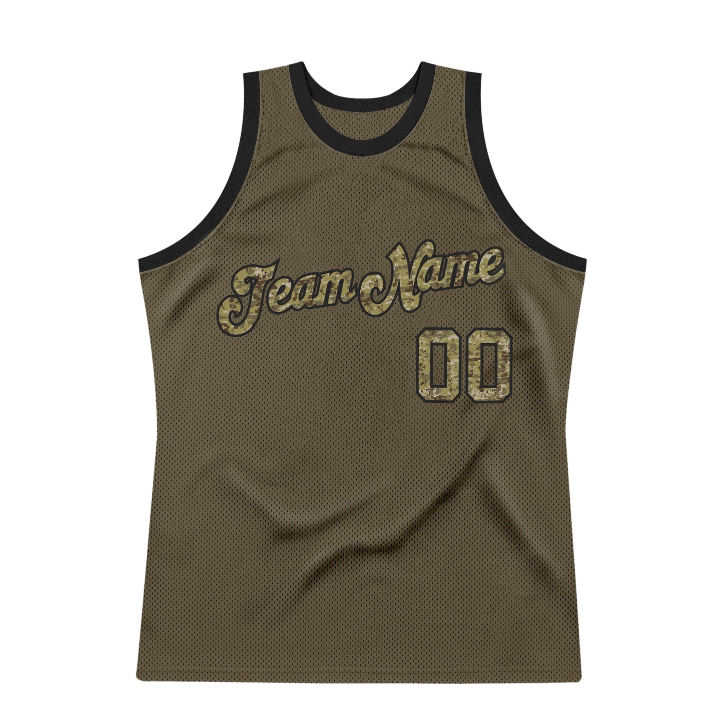 Custom Olive Camo-Black Authentic Throwback Salute To Service Basketball Jersey - Sky-Custom