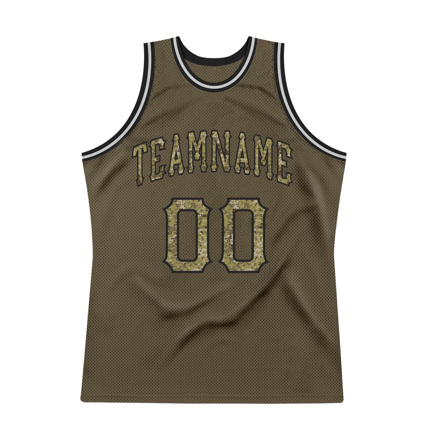 Custom Olive Camo-Black Authentic Throwback Salute To Service Basketball Jersey - Sky-Custom