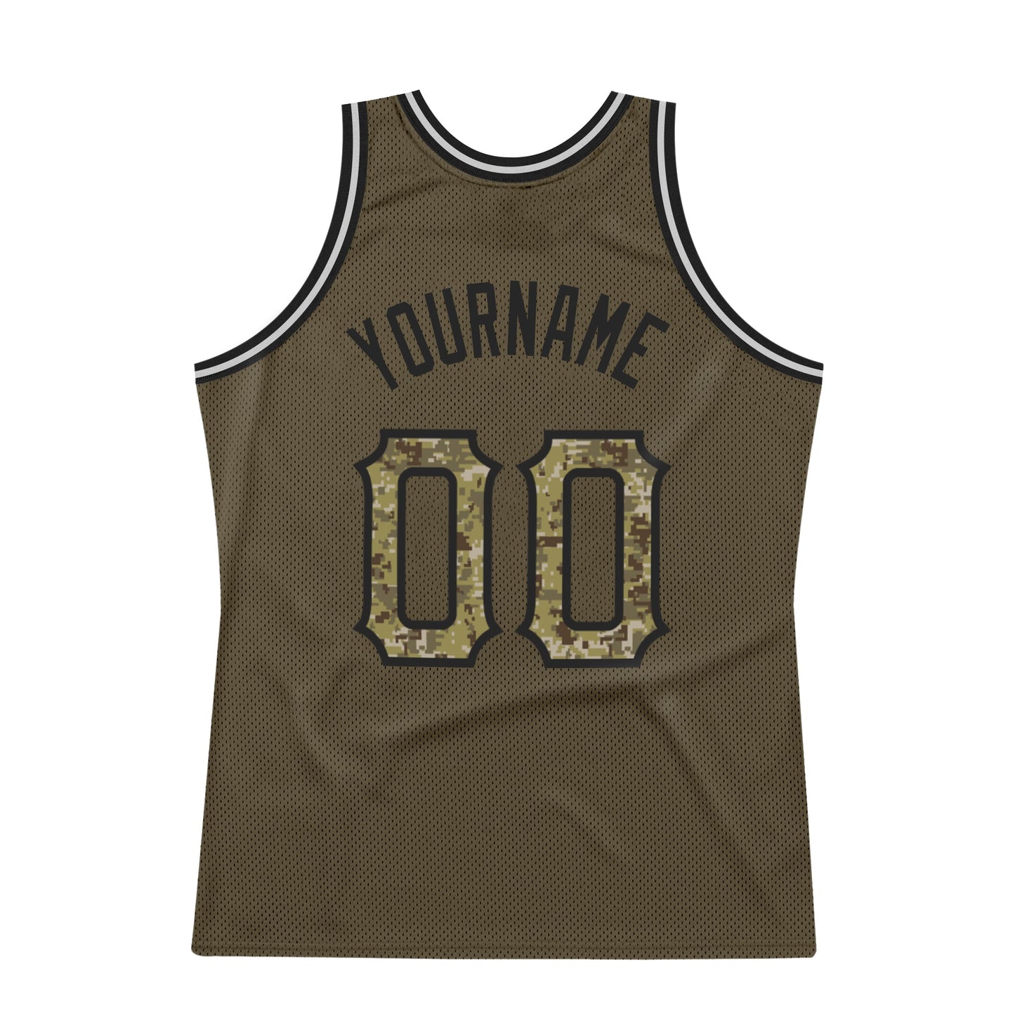 Custom Olive Camo-Black Authentic Throwback Salute To Service Basketball Jersey - Sky-Custom