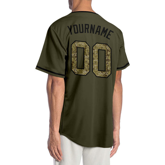 Custom Olive Camo-Black Authentic Salute To Service Baseball Jersey - Sky-Custom