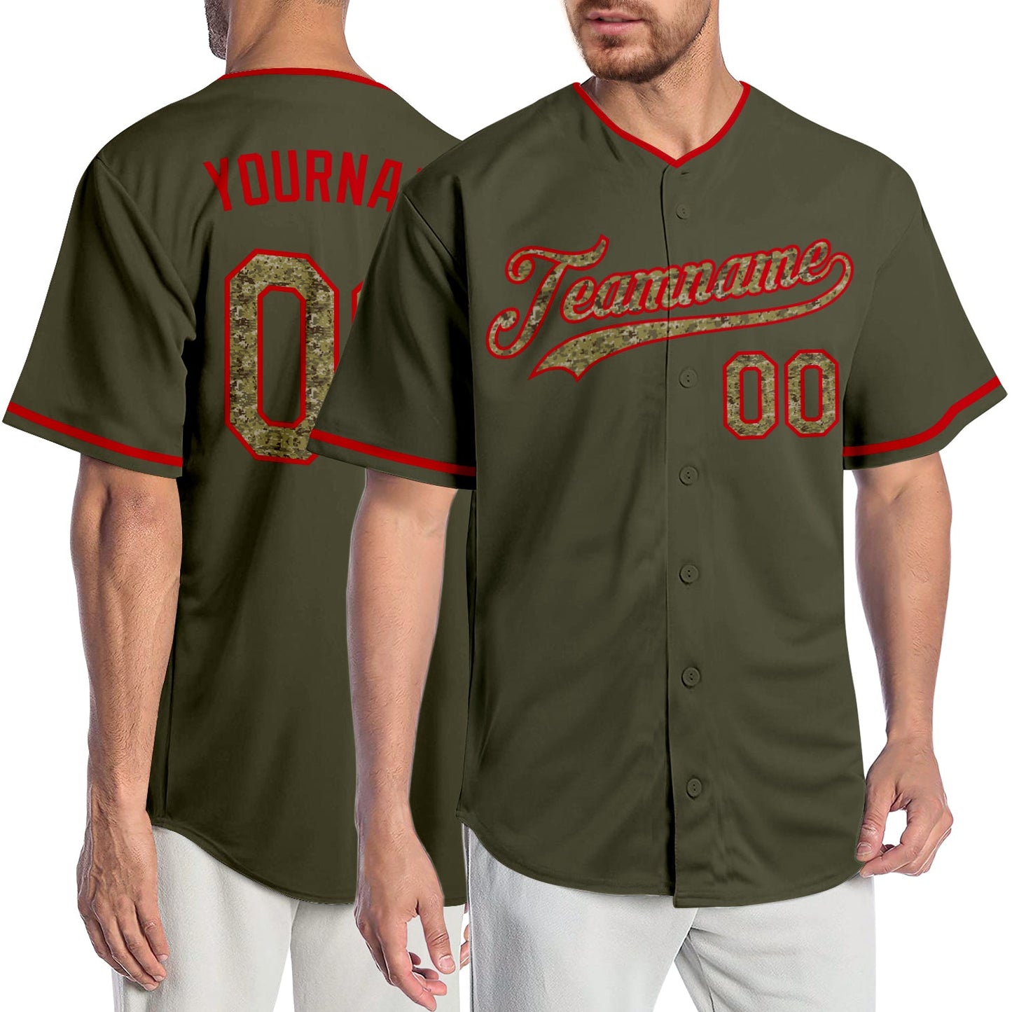 Custom Olive Cmao-Red Authentic Salute To Service Baseball Jersey - Sky-Custom