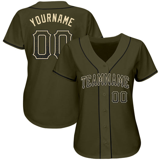 Custom Olive Black-Cream Authentic Drift Fashion Salute To Service Baseball Jersey - Sky-Custom