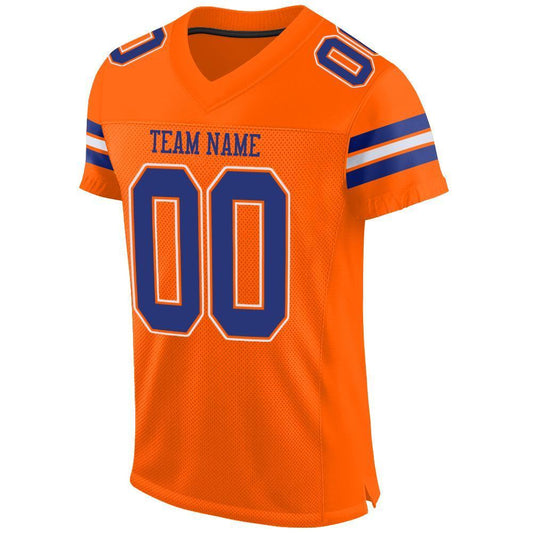 Custom Orange Royal-White Mesh Authentic Football Jersey - Sky-Custom
