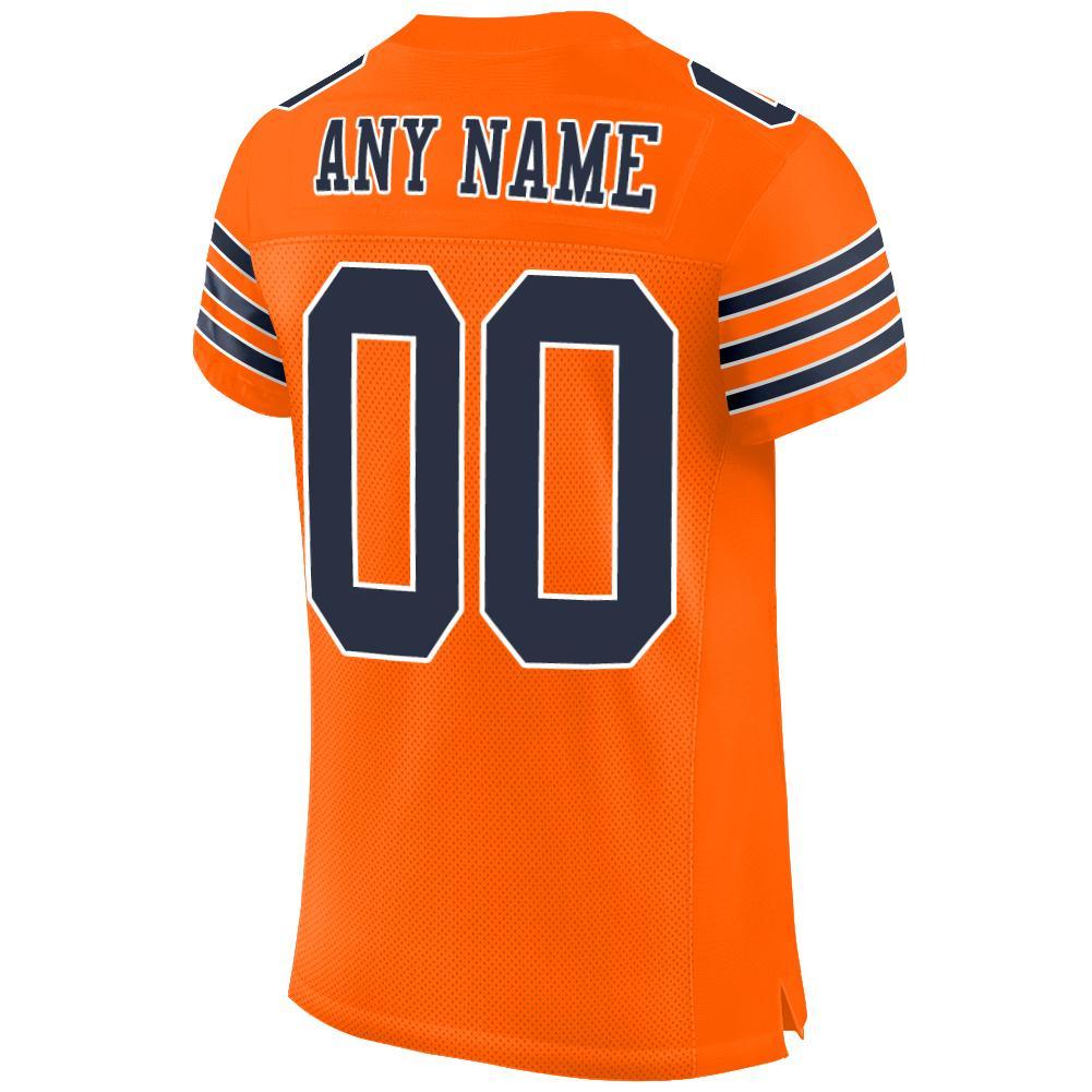 Custom Orange Navy-White Mesh Authentic Football Jersey - Sky-Custom