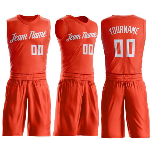 Custom Orange White Round Neck Suit Basketball Jersey - Sky-Custom