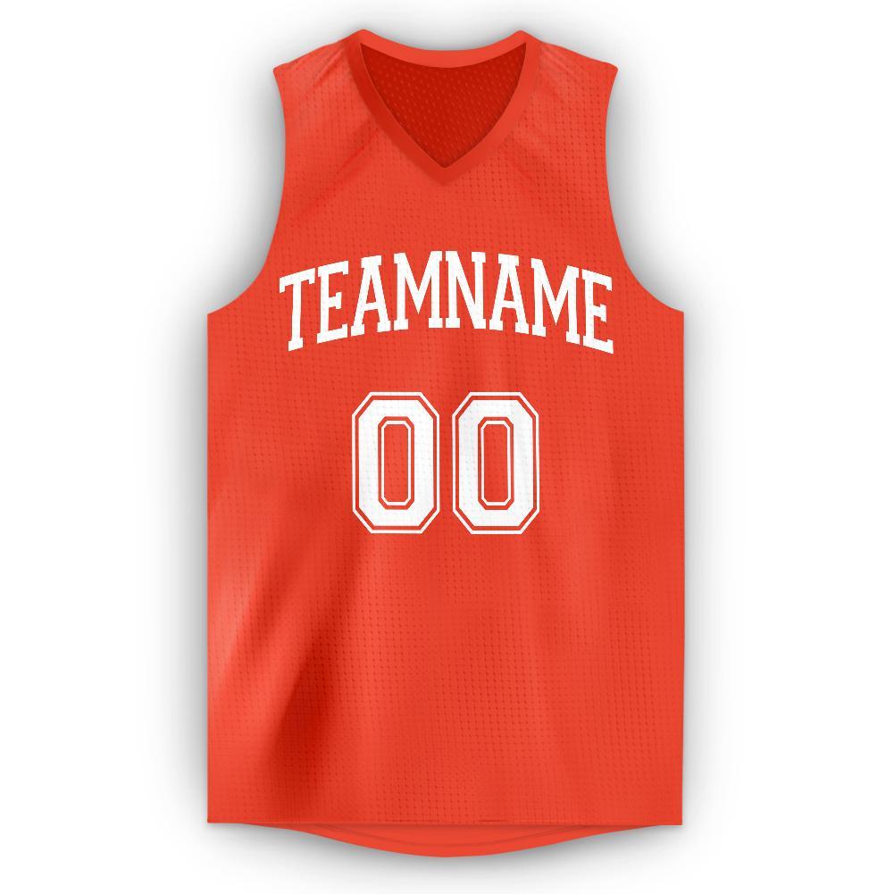 Custom Orange White V-Neck Basketball Jersey - Sky-Custom