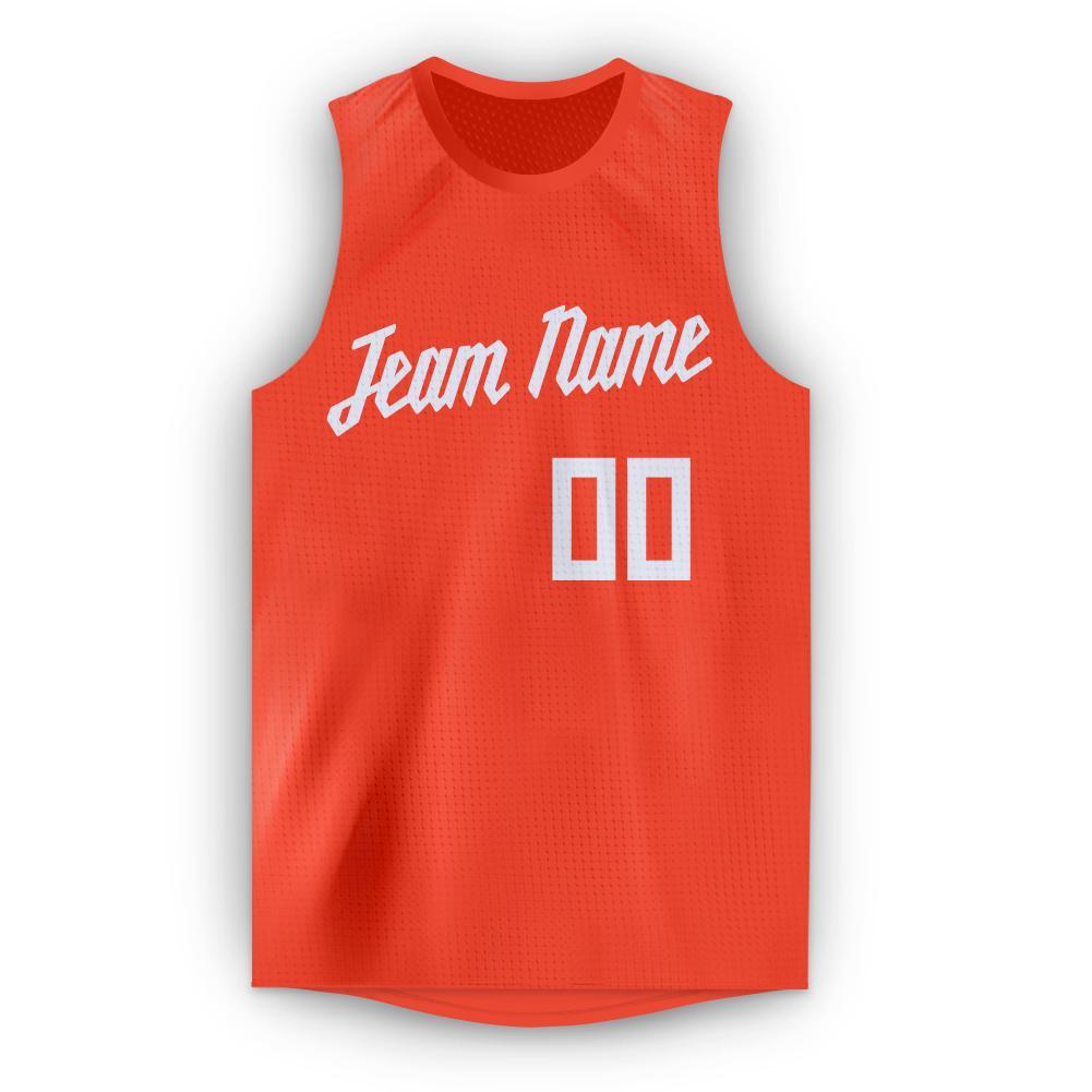 Custom Orange White Round Neck Basketball Jersey - Sky-Custom