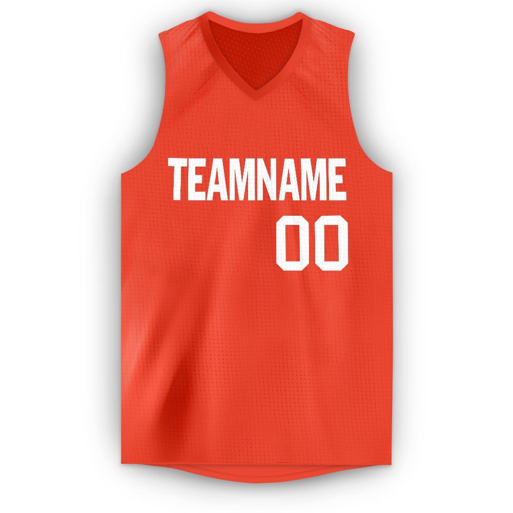 Custom Orange White V-Neck Basketball Jersey - Sky-Custom