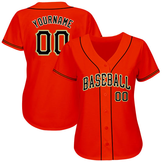 Custom Orange Black-Old Gold Authentic Baseball Jersey - Sky-Custom