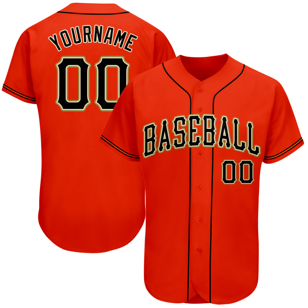Custom Orange Black-Old Gold Authentic Baseball Jersey - Sky-Custom