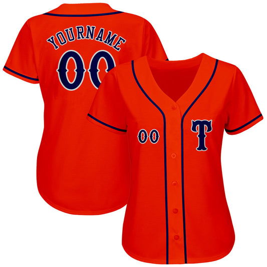 Custom Orange Navy-Gray Authentic Baseball Jersey - Sky-Custom