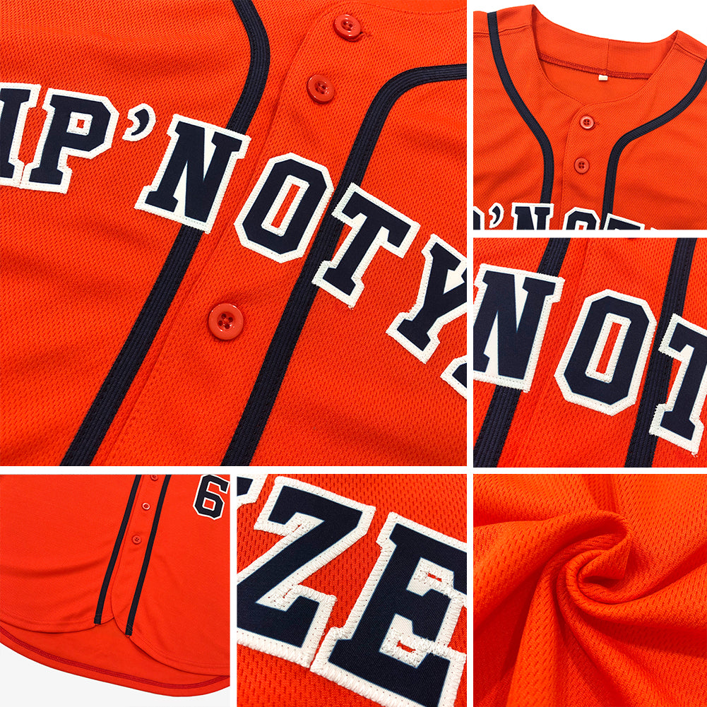 Custom Orange Navy-Gray Authentic Baseball Jersey - Sky-Custom