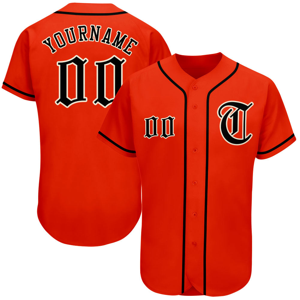 Custom Orange Black-Cream Authentic Baseball Jersey - Sky-Custom