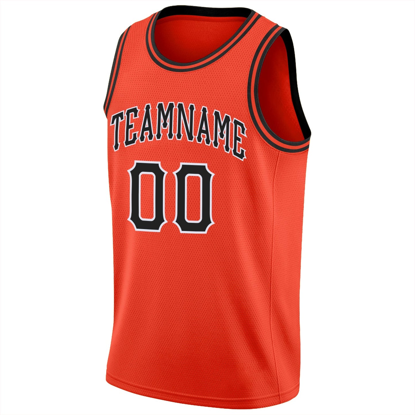 Custom Orange Black-White Round Neck Rib-Knit Basketball Jersey - Sky-Custom