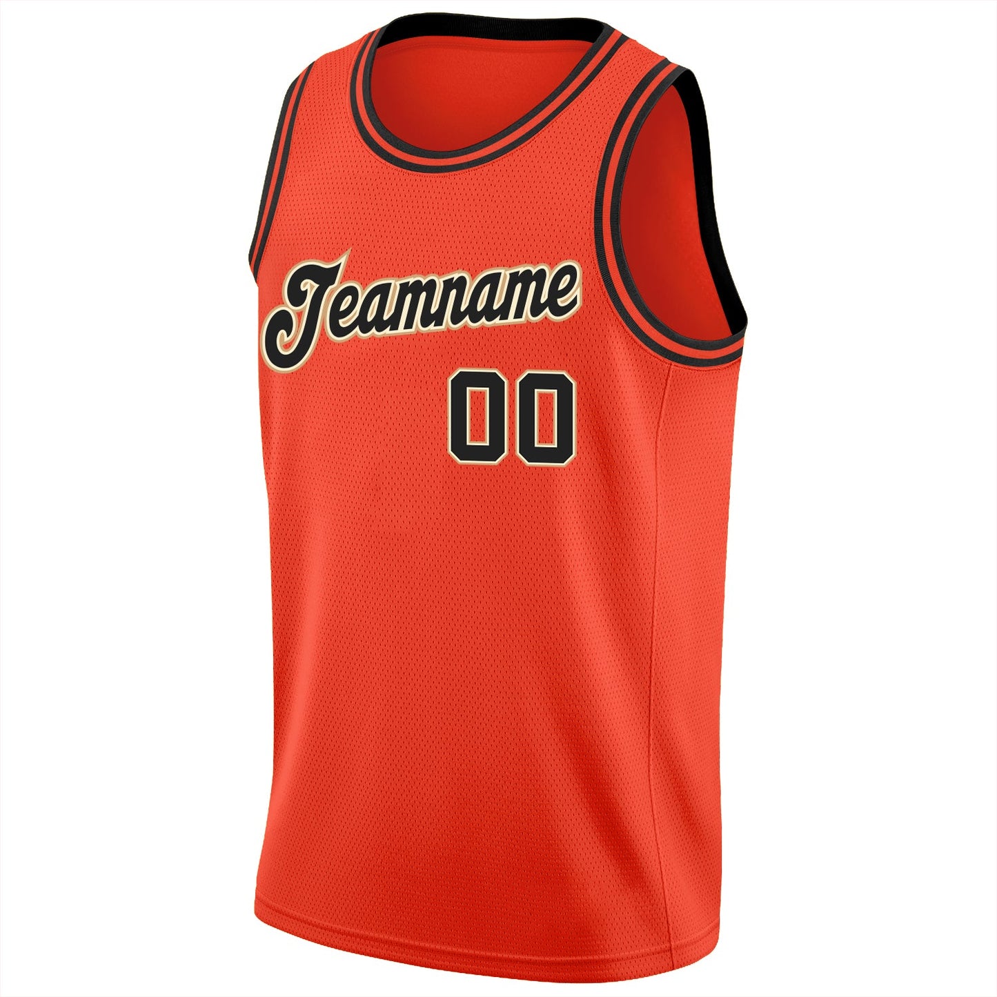 Custom Orange Black-Cream Round Neck Rib-Knit Basketball Jersey - Sky-Custom
