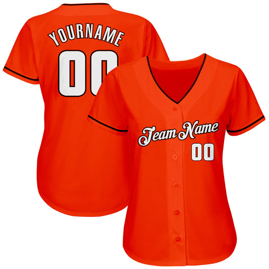 Custom Orange White-Brown Authentic Baseball Jersey - Sky-Custom
