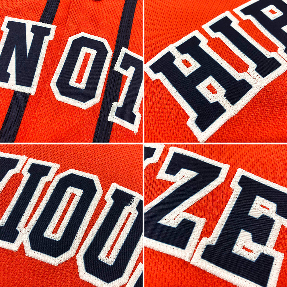 Custom Orange White-Navy Authentic Baseball Jersey - Sky-Custom