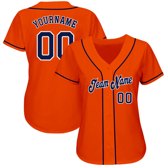 Custom Orange Navy-White Authentic Baseball Jersey - Sky-Custom