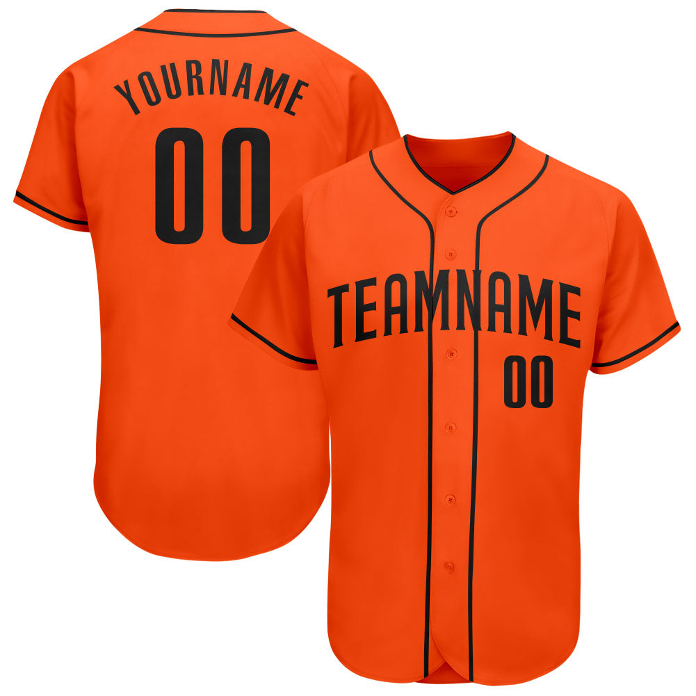 Custom Orange Black Authentic Baseball Jersey - Sky-Custom
