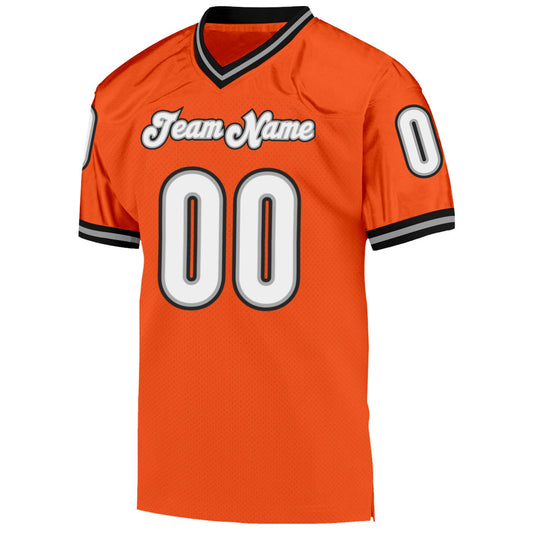 Custom Orange White-Black Mesh Authentic Throwback Football Jersey - Sky-Custom