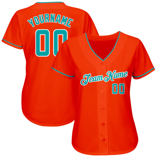 Custom Orange Teal-White Authentic Baseball Jersey - Sky-Custom