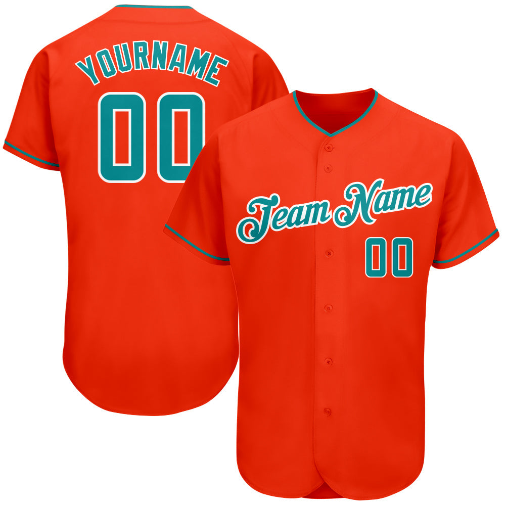 Custom Orange Teal-White Authentic Baseball Jersey - Sky-Custom