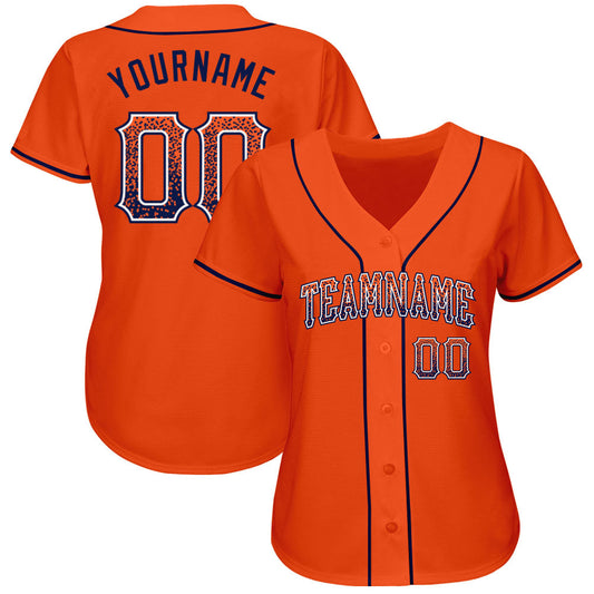 Custom Orange Navy-White Authentic Drift Fashion Baseball Jersey - Sky-Custom