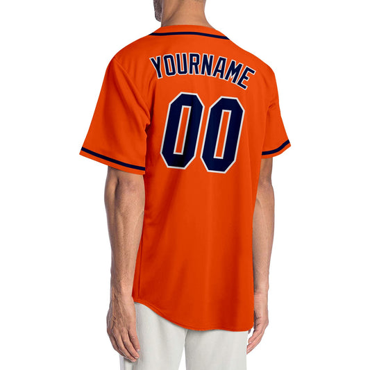 Custom Orange Navy-White Authentic Baseball Jersey - Sky-Custom