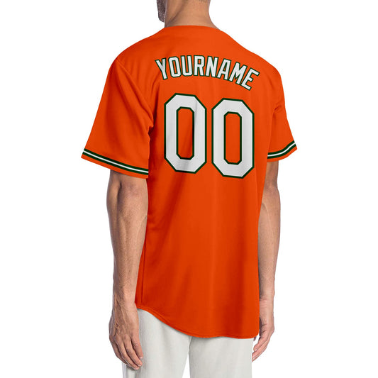 Custom Orange White-Green Authentic Baseball Jersey - Sky-Custom