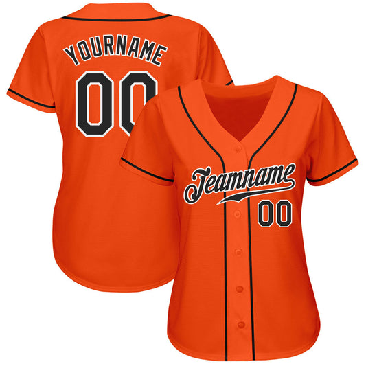 Custom Orange Black-White Authentic Baseball Jersey - Sky-Custom