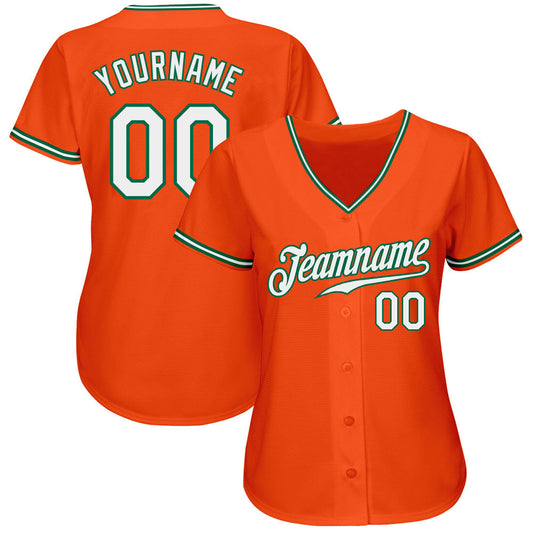 Custom Orange White-Kelly Green Authentic Baseball Jersey - Sky-Custom
