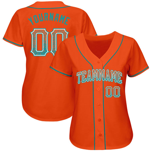 Custom Orange Teal-White Authentic Drift Fashion Baseball Jersey - Sky-Custom