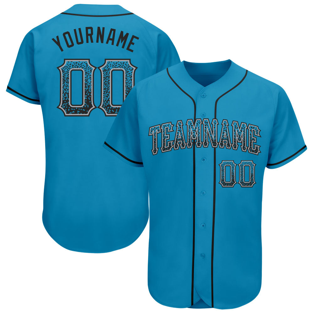 Custom Panther Blue Black-Gray Authentic Drift Fashion Baseball Jersey - Sky-Custom