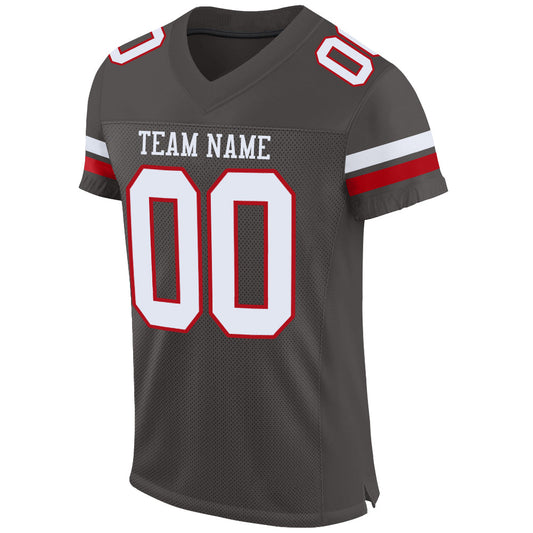 Custom Pewter White-Red Mesh Authentic Football Jersey - Sky-Custom