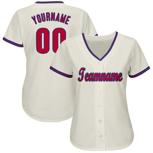 Custom Cream Red-Royal Baseball Jersey - Sky-Custom