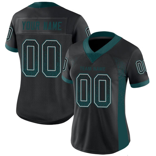 Custom Black Midnight Green-Gray Mesh Drift Fashion Football Jersey - Sky-Custom