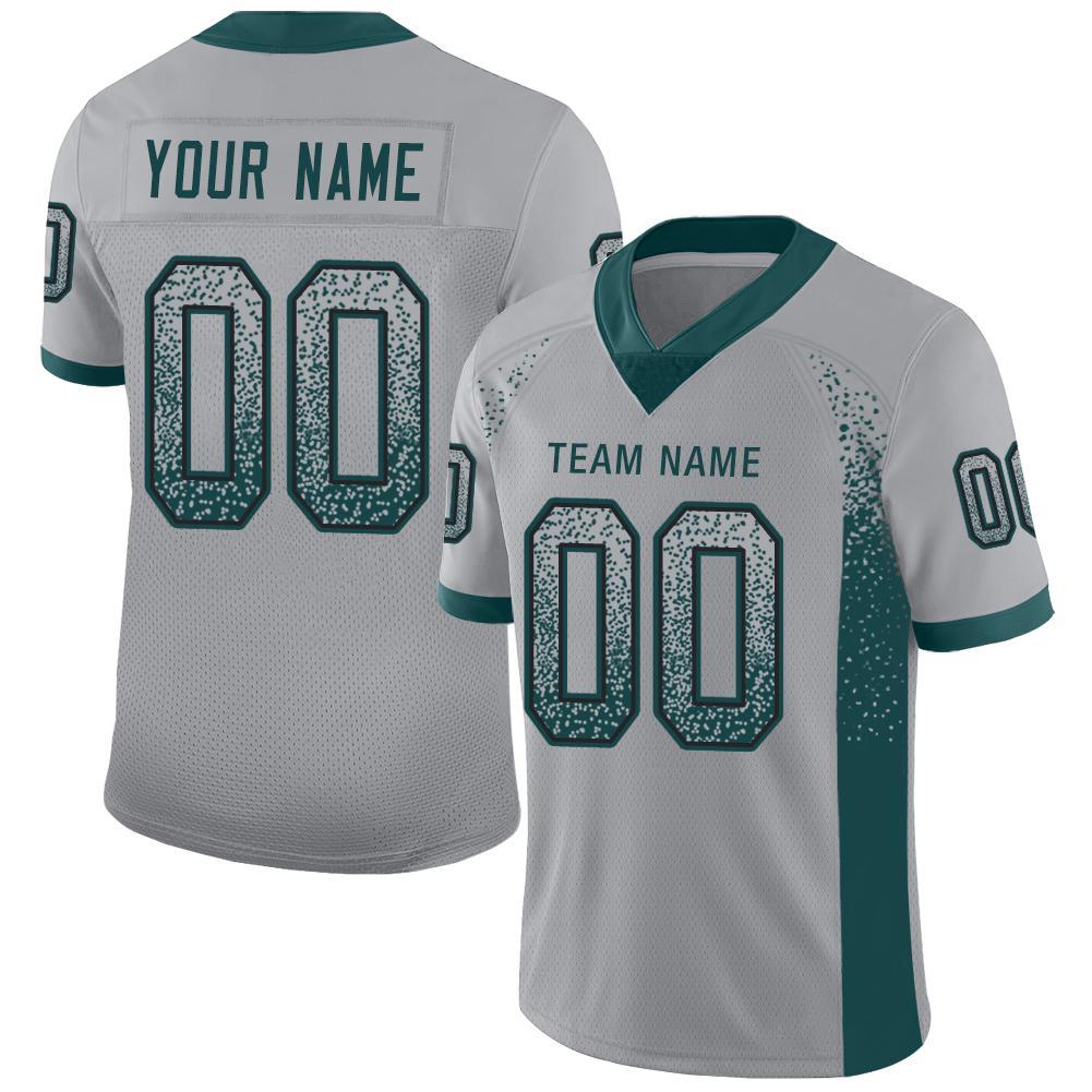 Custom Light Gray Midnight Green-Black Mesh Drift Fashion Football Jersey - Sky-Custom
