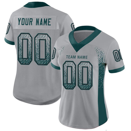 Custom Light Gray Midnight Green-Black Mesh Drift Fashion Football Jersey - Sky-Custom