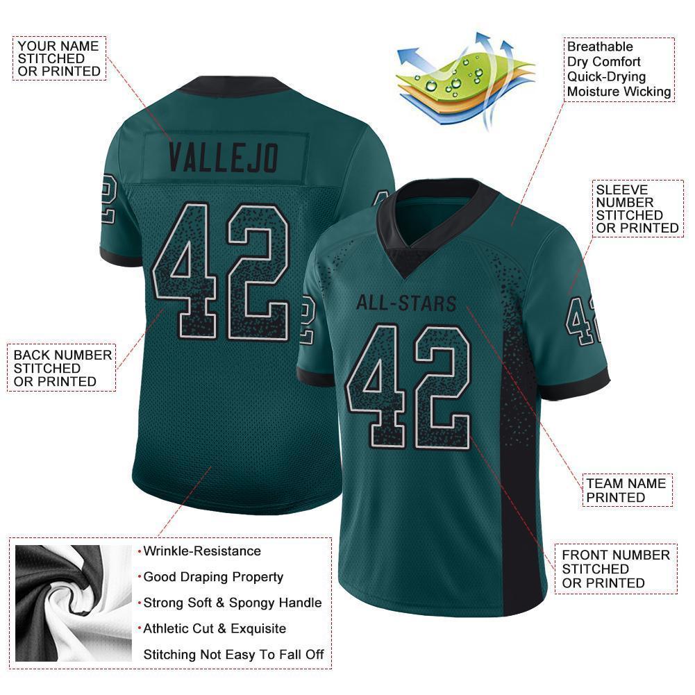 Custom Midnight Green Black-White Mesh Drift Fashion Football Jersey - Sky-Custom